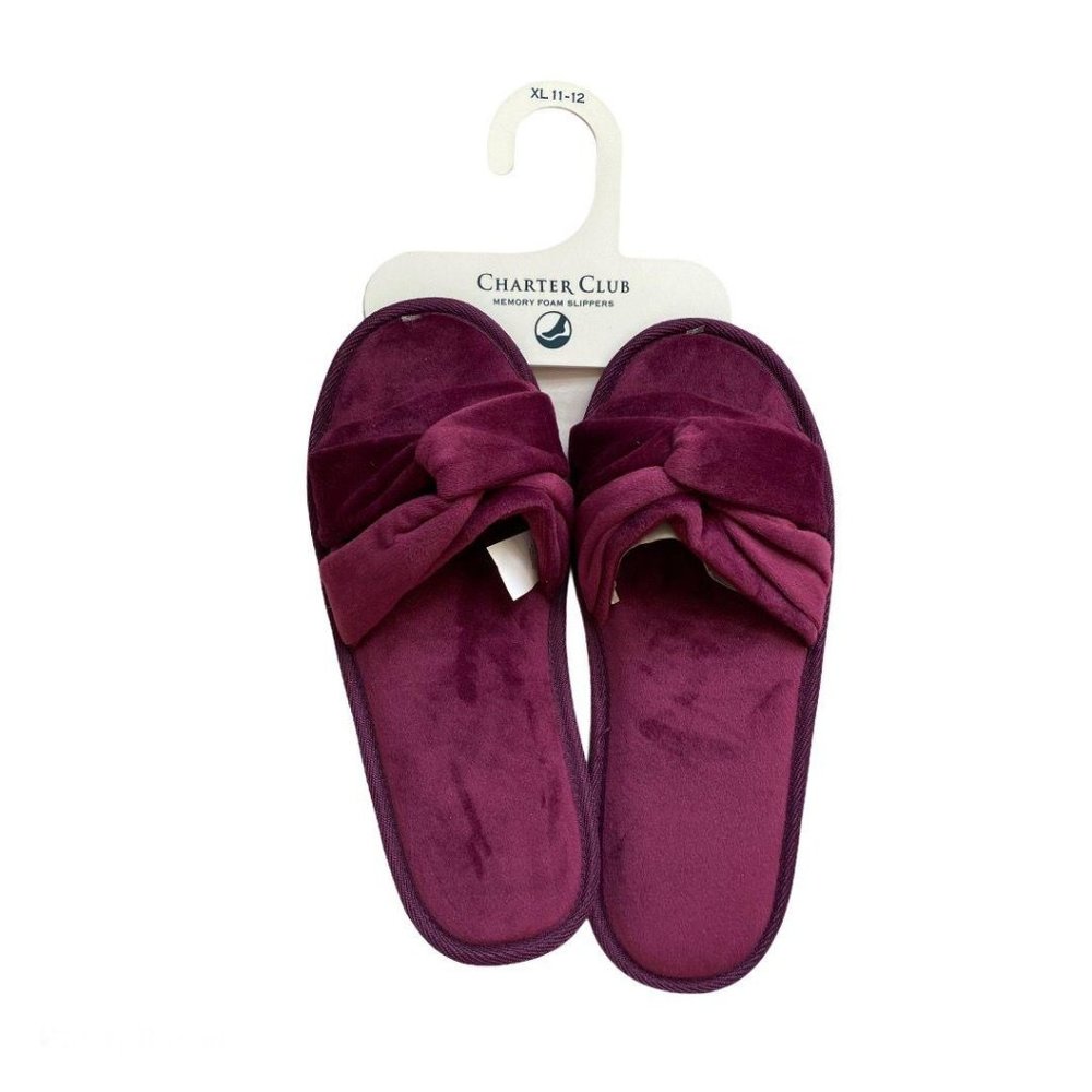 Charter Club Twisted Open-Toe Slippers Wine